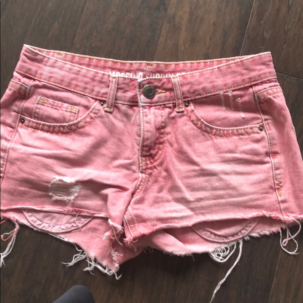 Pink jean shorts